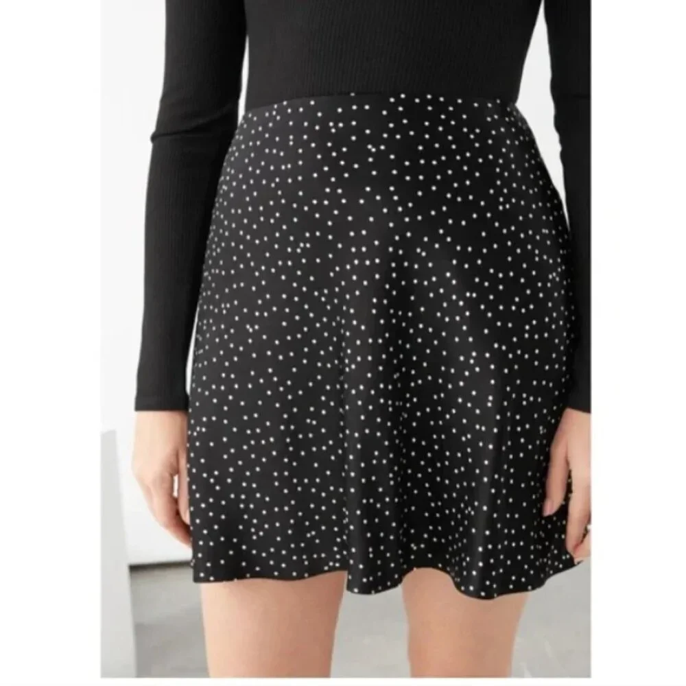 &other stories Black Polka Dot Mini Skirt Size 2 - Picture 3 of 5